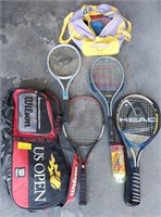 F - LOT OF SPORTS RACKETS, CARRY BAGS (G69)