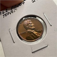 1962 PROOF LINCOLN MEMORIAL CENT RAINBOW TONED
