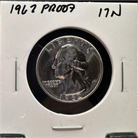 1962 PROOF WASHINGTON SILVER QUARTER