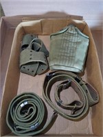 Vintage Military belts and canteen w/ cover