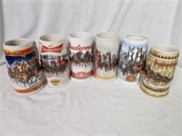 6 Assorted Budweiser Beer Steins