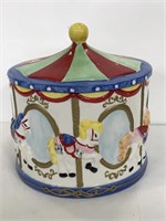 Circus carousel ceramic cookie jar