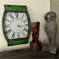 Novelty Wall Clock, Owl, Asst Décor