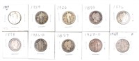 Coin Standing Liberty & Barber Quarters 10 Pcs