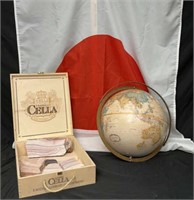 Globe,  Assorted Banded Slate Rocks, Japan Flag