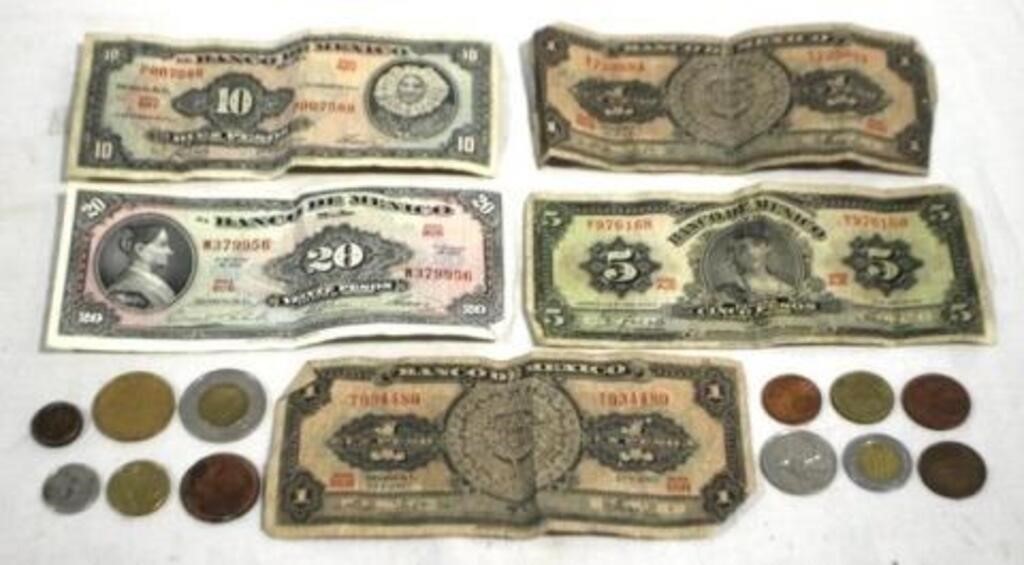 Lot of Foreign Bills & Coins