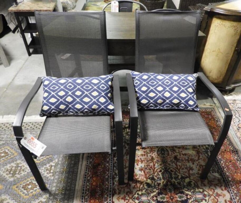 Pair of open arm patio chairs 38" T x 22" W