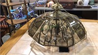 Vintage eight light chandelier with smoked glass
