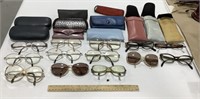 13 Eye glasses & 11 glass cases- all empty
