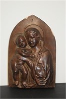 Wooden Mary & Jesus Wall Hanging