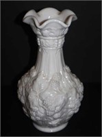 Large Embossed White Floral Vase