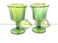 Indiana Green Carnival Goblets: Set of 2
