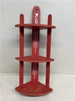Vintage red paint corner shelf