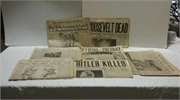 1940's War newspapers Roosevelt and Hitler