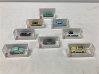 Eight Busch HO Scale Die-Cast Cars