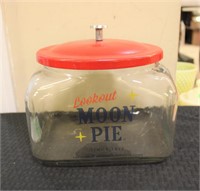 Glass Moon Pie canister w/ lid