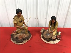 Pair Ceramic Native Table Top Figurines