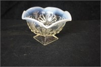 Opalescent Six Sided Bowl with Fan Design