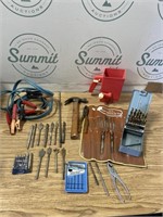 Jumper cables, hammer, variety of bits & more
