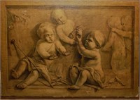 En Grisaille Allegory w Putti, Oil on Canvas