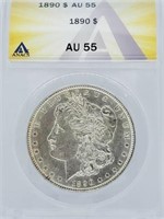 1890 Morgan Dollar AU 55