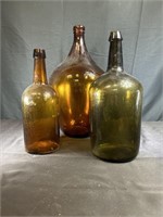 Amber/Olive Glass Jugs