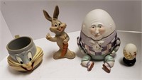 Lot w/ Ceramic Humpty Dumpty Dish marked