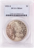Coin 1921-S Morgan Silver Dollar PCGS MS64