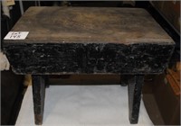 EARLY SMALL BLACK WOODEN STOOL