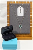 Tiffany & Co Sterling Blue Enamel Key Necklace