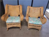 Pair of Outdoor Wicker Chairs- 1 Rocker