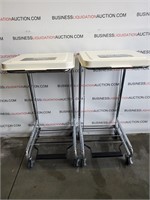 (2) Rolling Linen/trash Carts W/ Foot Pedal Open