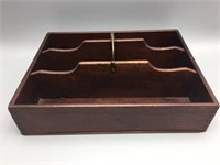Mahogany cutlery tray with handle