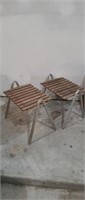 Two aluminum frame patio side tables
