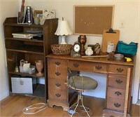 Desk Wooden Shelf Misc Office Supplies