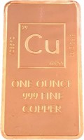 1 Troy Ounce Copper Bar Bullion