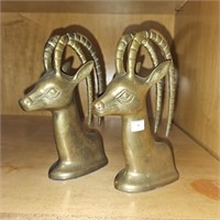 AMAZING Mid Centruy Brass Figural Ibex Book Ends