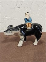 VTG Asian Boy playing flute Water Buffalo