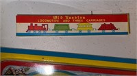 Locomotive and three carriages hand painted metal