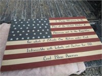 Wooden American Flag w/ Pledge of Allegiance