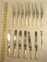 (15) Silver & Mother of Pearl Handled Knives