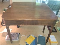 Mahogany Drop Leaf Half Table w/ Spindle Legs