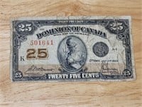 1923 DOMINION OF CANADA 25¢ SHINPLASTER