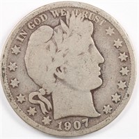 1907-D Barber Half Dollar - Full Rim