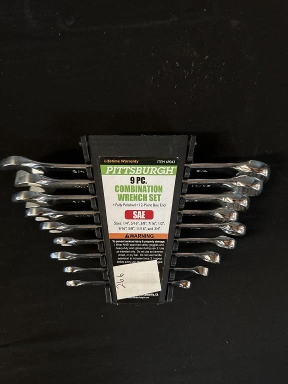 9 PC Pittsburgh Combination Wrench Set 1/4-3/4"