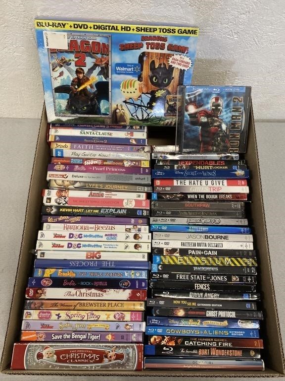 52 New & Used Assorted DVDs & Blu-Rays