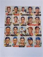 1953 Topps Baseball Cards - 20 Total