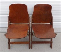Pair of Antique Wood Folding Chairs