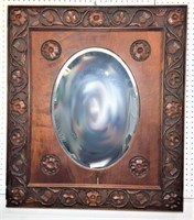 Ornate Wood Carved Beveled Mirror
