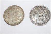 2 Morgan Silver Dollars-1880o & 1921